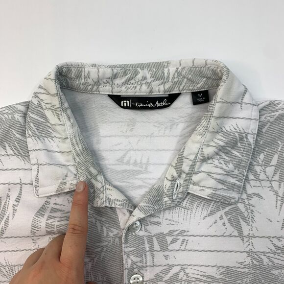 Travis Mathew Golf Shirt Men M Medium White Gray Performance Island Seaside Polo - Picture 4 of 12